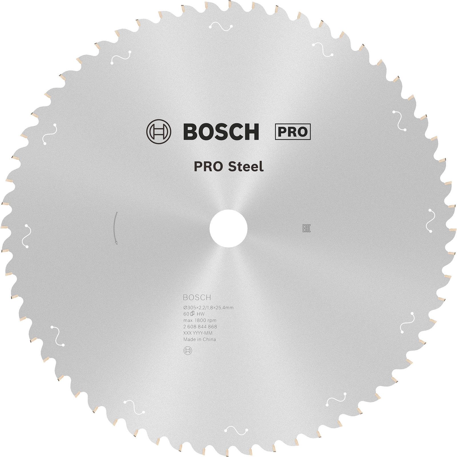 Bosch PRO Steel lame de scie circulaire pour scies circulaires, raccordées ou sans fil, 305 x 2,2 x 25,4 mm, T60