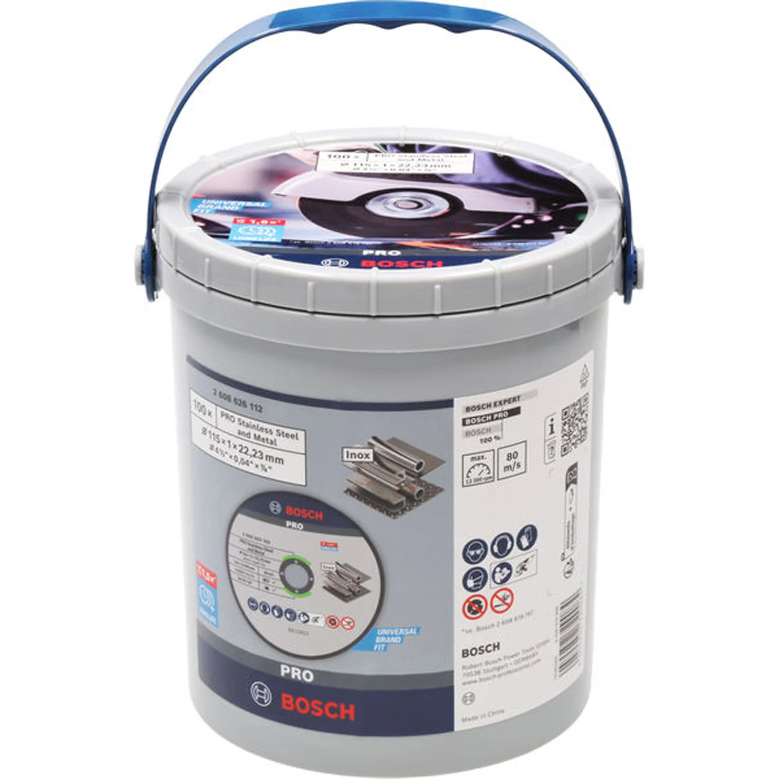 Disque de tronçonnage Bosch PRO pour acier inoxydable et métal, 115 × 1 × 22,23 mm, droit, 100 pièces — lot de 100 pièces