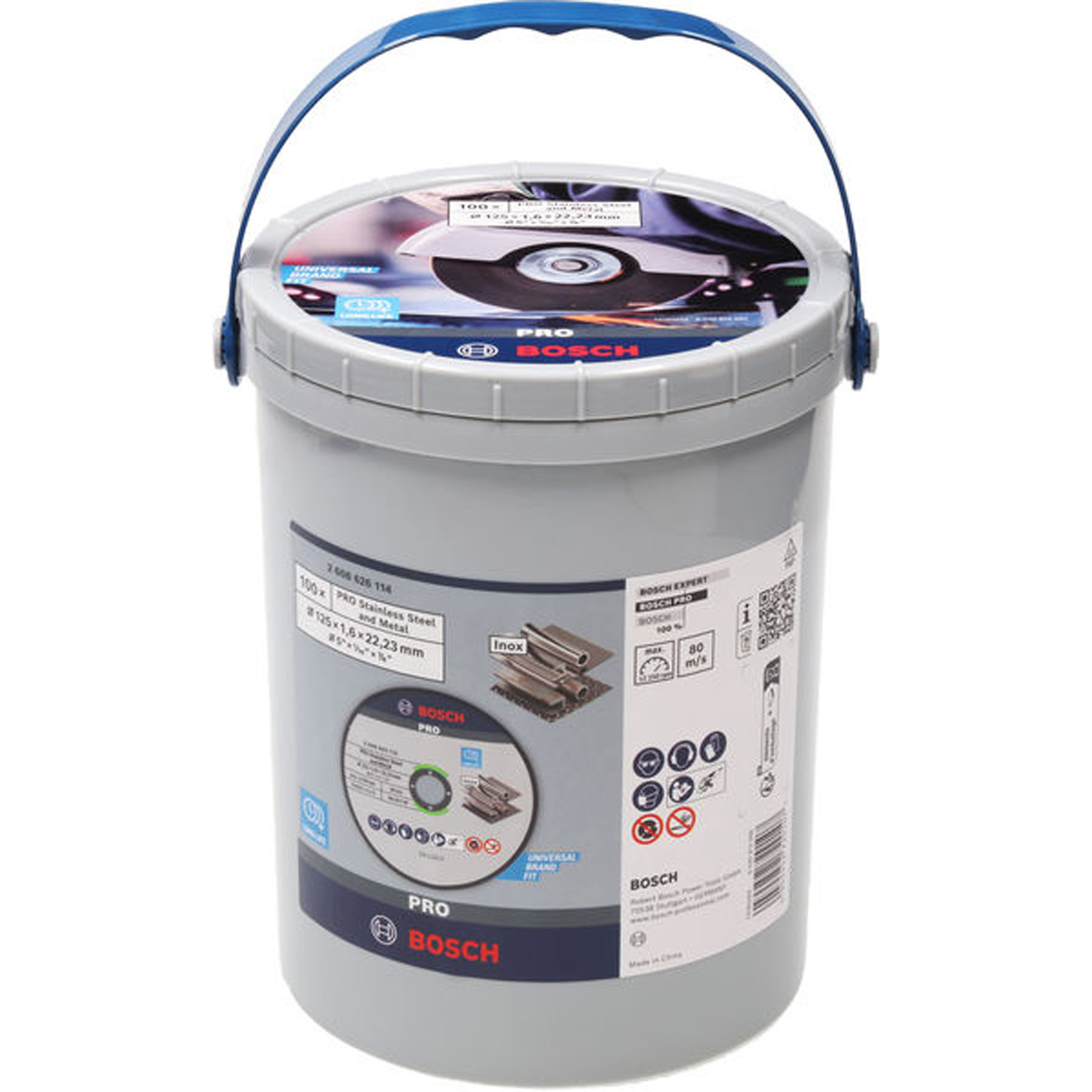 Bosch PRO Stainless Steel and Metal Trennscheibe, 125 × 1,6 × 22,23 mm — lot de 100 pièces