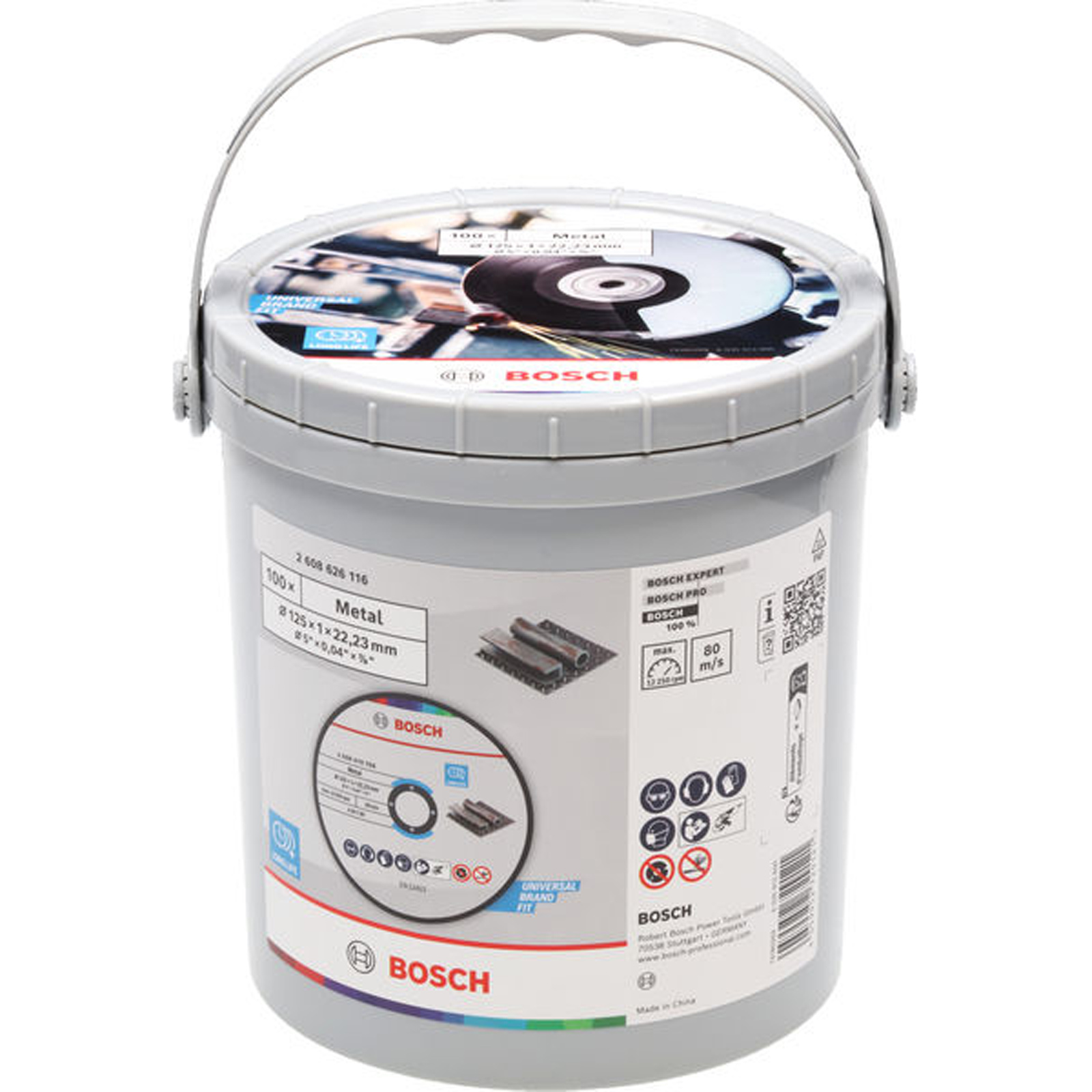 Disque de tronçonnage Bosch Standard for Metal, 125 x 1 mm, 100 pièces en seau — lot de 100 pièces