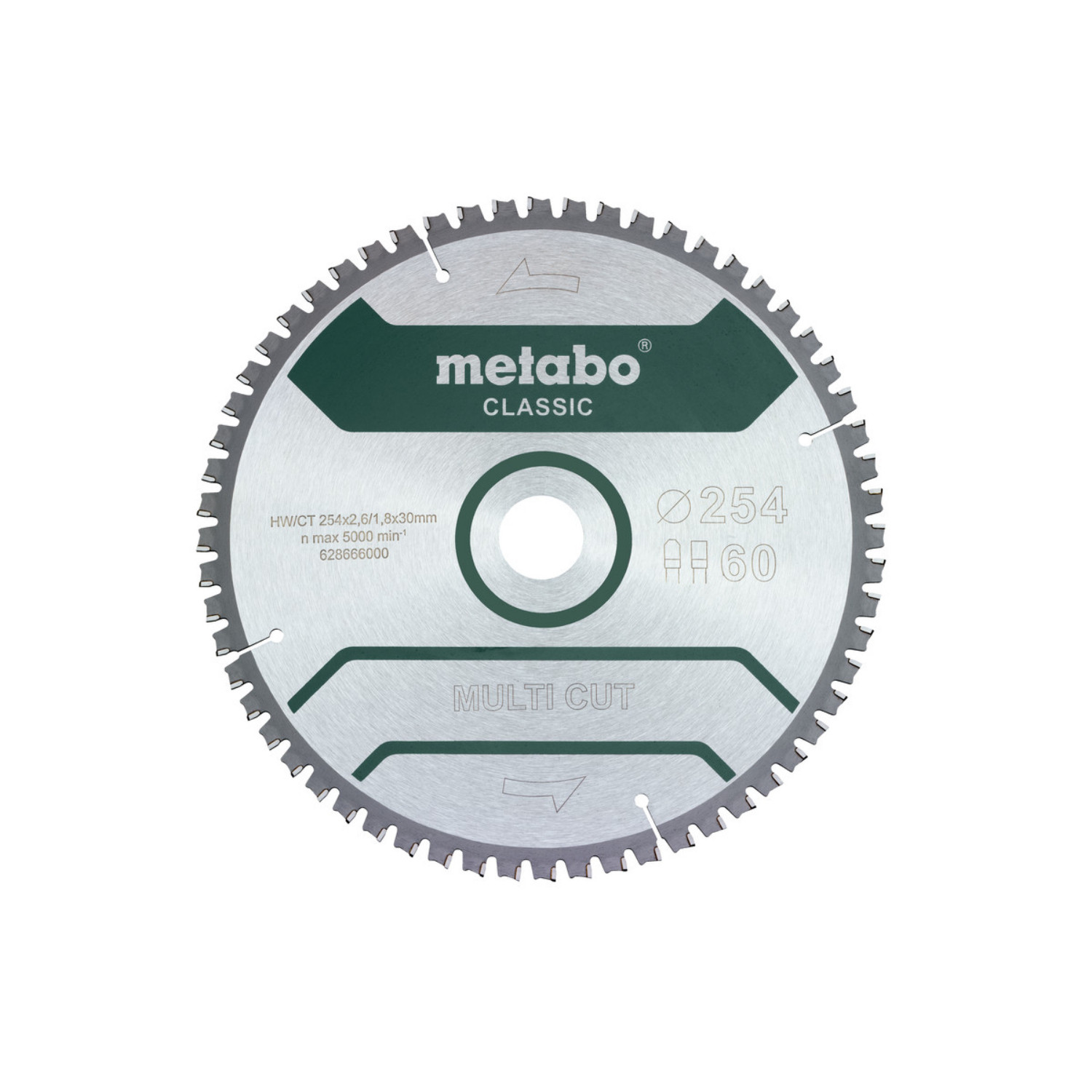 Lame de scie circulaire Metabo Multi Material 254x30 mm 60 dents / TZ 5° négatif pour scies à onglet
