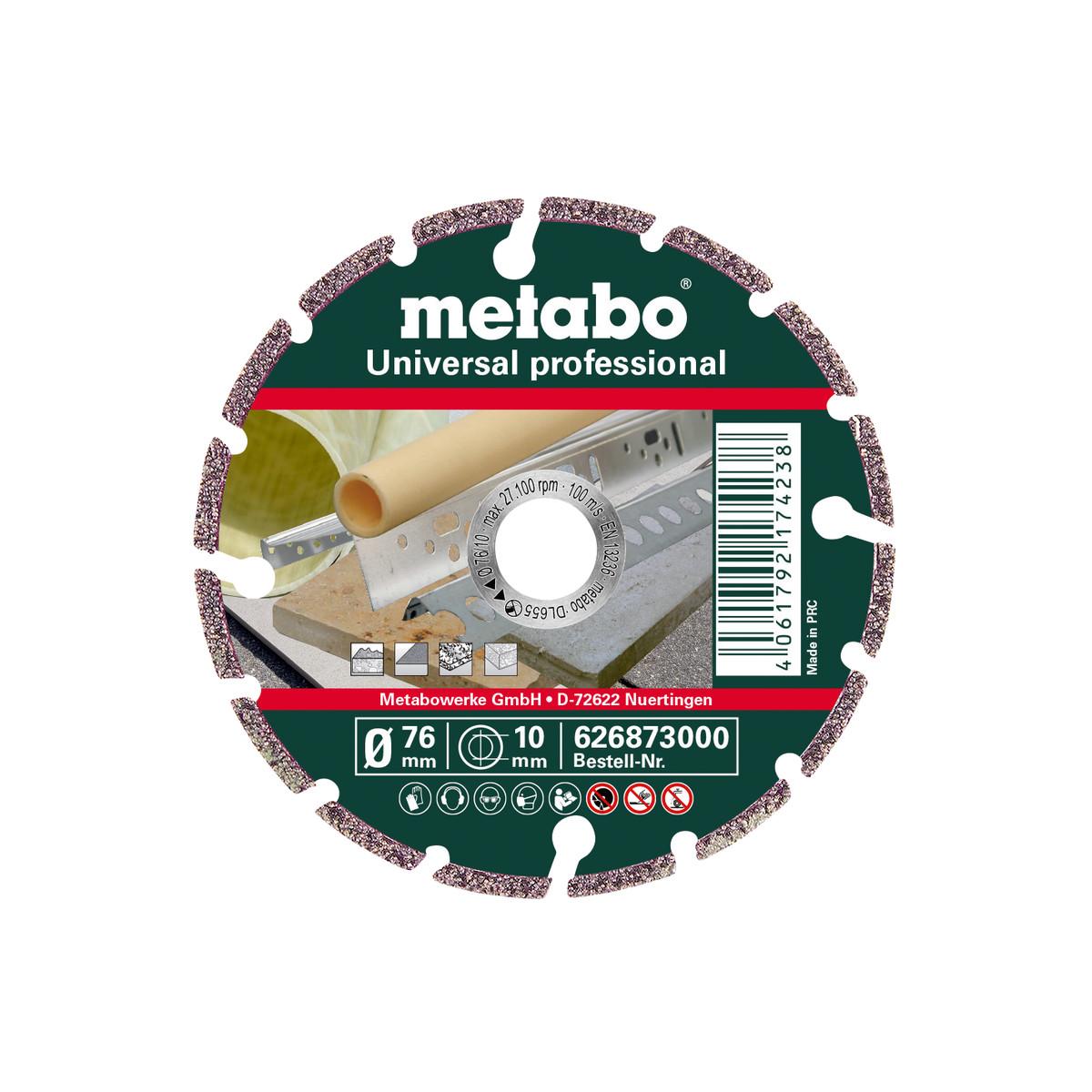 Disque diamant Metabo, 76x10,0 mm, UP, Universal professional