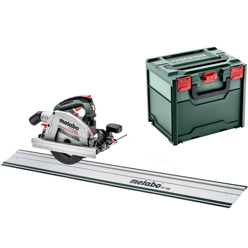 Scie circulaire sur batterie Metabo KS 18 LTX 66 BL 18V Solo avec rail de guidage FS160 metaBOX