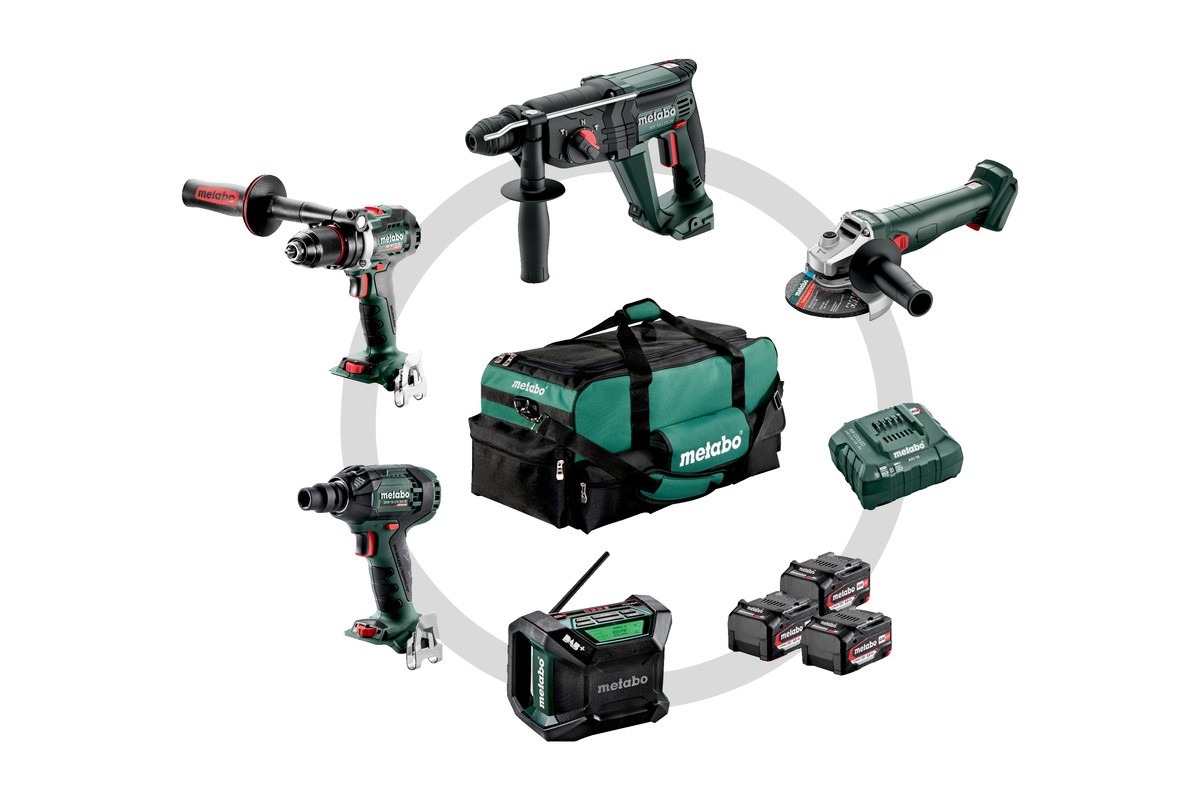 Set Combo Akku Métier du Bâtiment 5.2 BS 18 LTX BL + KH 18 LTX 24 + W 18 L 9-125 Quick + SSW 18 LTX 300 BL + R 12-18 DAB BT - Valise Metabo