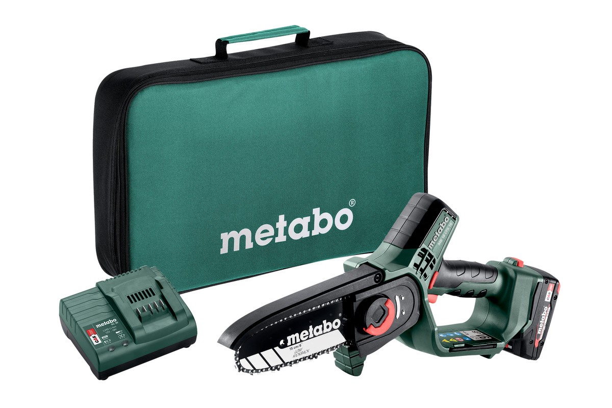 Taille-haie sans fil Metabo MS 18 LTX 15, 18V avec 1 batterie 2,0 Ah et chargeur dans un sac à outils