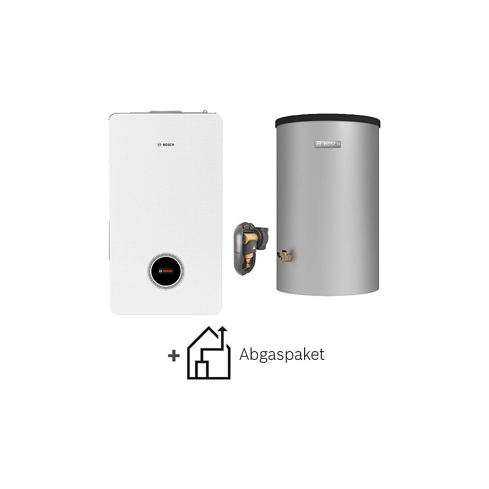 Pack chaudière à condensation Bosch Condens Bopa PL GC98WA-003, 9800i WA, 30kW, ballon W 120-5 O 1 A 115L, kit d'évacuation des fumées C93x