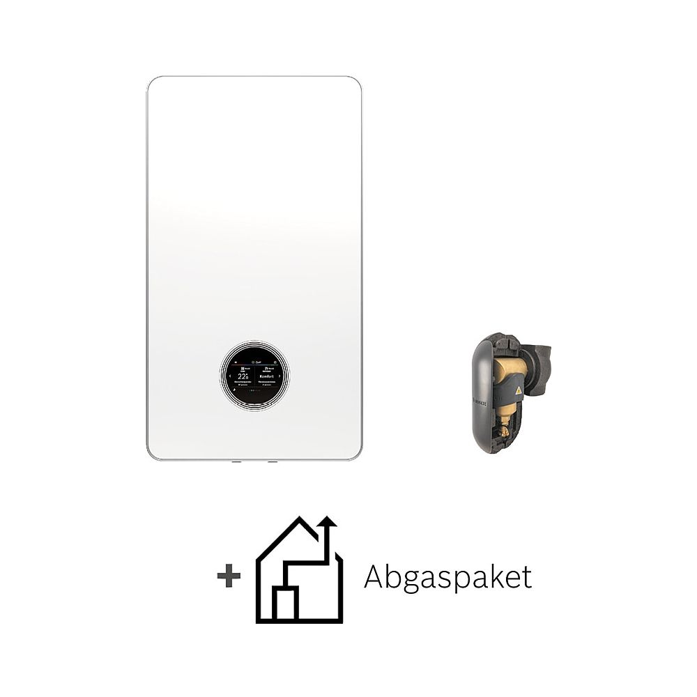Bosch Pack standard à condensation Condens Bopa ST GC78-004, 7800i W, 15kW, kit d'évacuation des fumées C33x, séparateur de boues DN 25, Noir