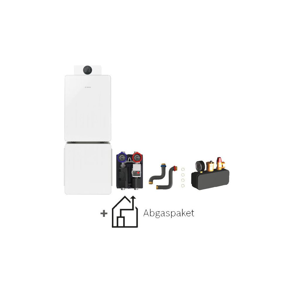 Bosch Pack Chaudière à gaz à condensation Bopa GCFS840 avec Condens 8800iF 22 kW, ballon 160 L, circuit de chauffage sans mélangeur, groupe séparateur C93x