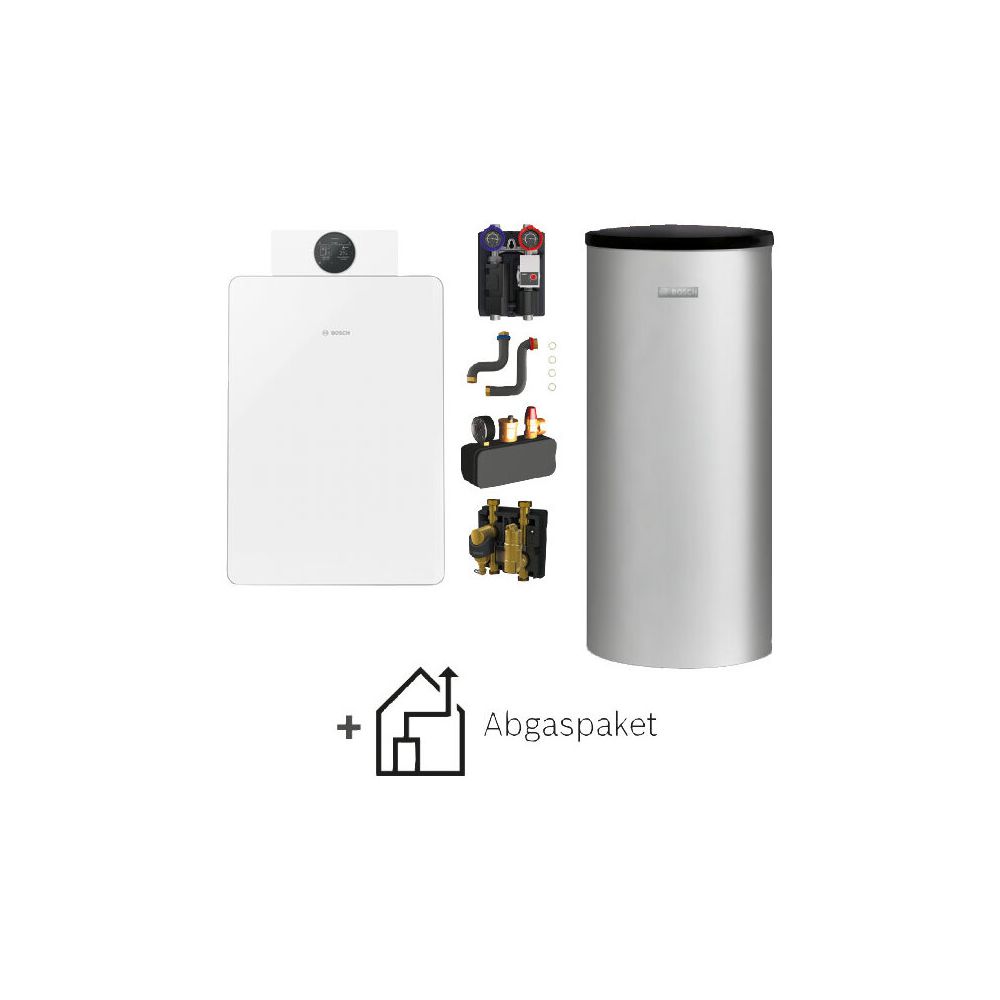 Pack standard gaz à condensation Bosch Bopa GCF808, Condens 8800iF 22kW, jeu de circuits de chauffage HS 25/6 MSL, kit d'évacuation des fumées C93x