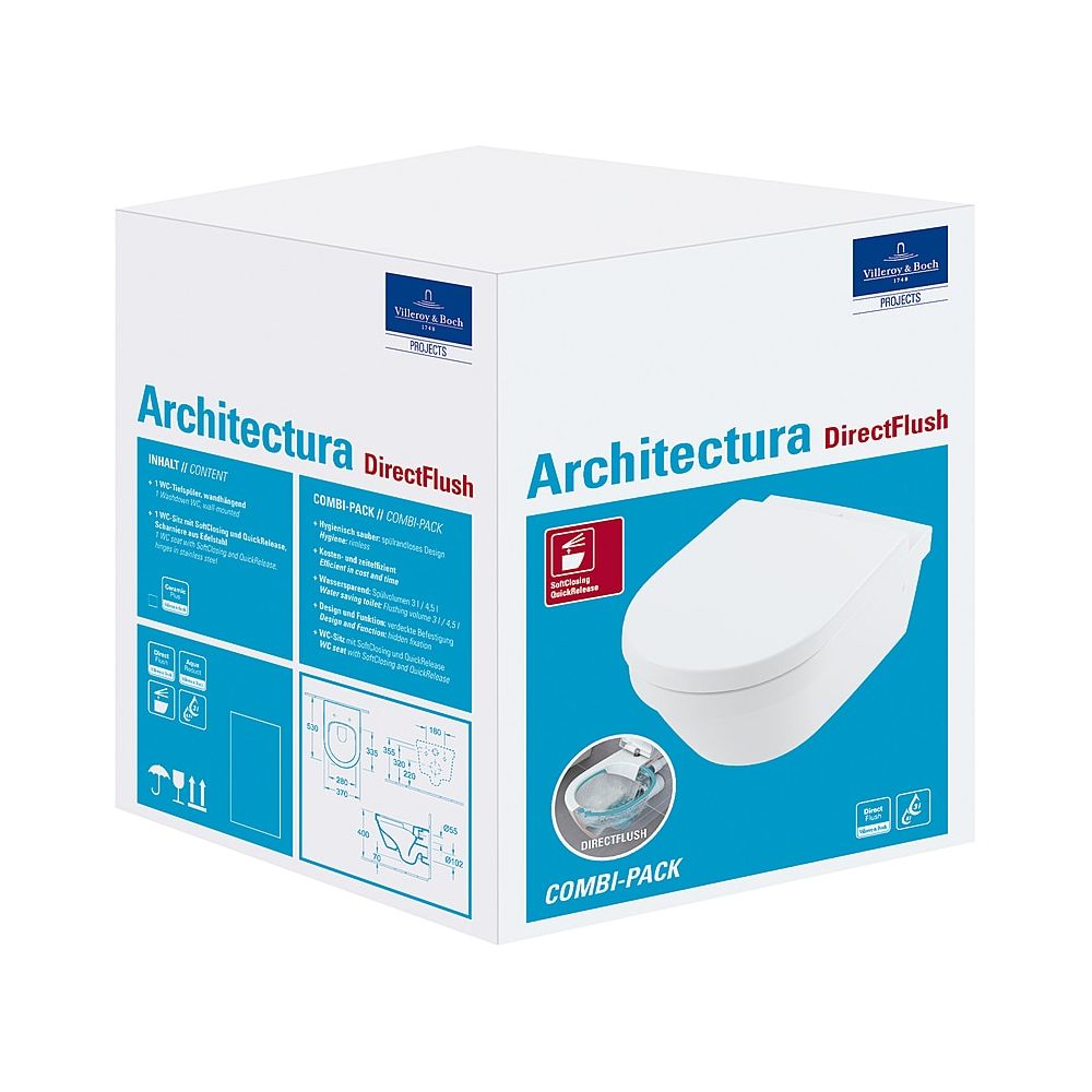 Villeroy & Boch Pack Combi Architectura 4694HR 370x530 mm Ovale Blanc Alpin CeramicPlus