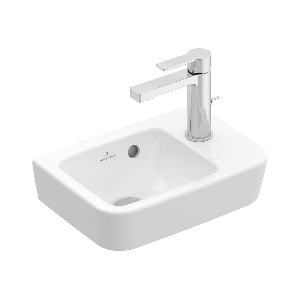 Lavabo compact Villeroy & Boch O.novo 360x250mm angulaire Position du lavabo à gauche, 1 trou de robinetterie avec trop-plein Blanc Alpin