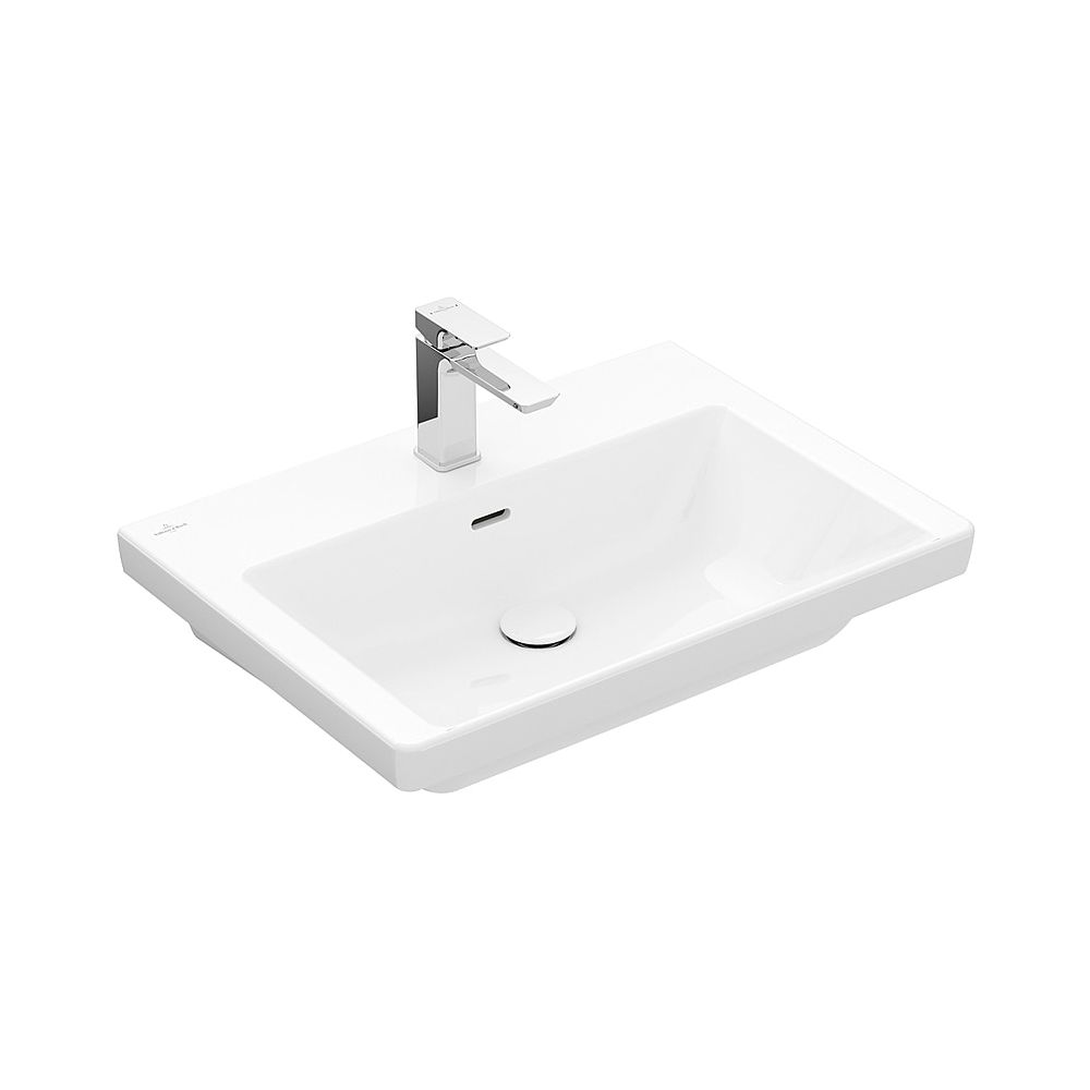 Lavabo Villeroy & Boch Subway 3.0 650x470mm rectangulaire sans trou de robinetterie sans trop-plein Blanc Alpin CeramicPlus