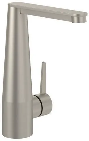 Robinetterie de lavabo Villeroy & Boch Conum à levier unique, dimensions 49x174x210 mm, design rond, nickel brossé mat