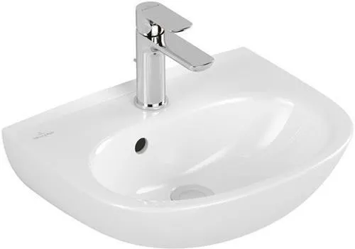 Lavabo Villeroy & Boch O.novo 450x360 mm ovale 1 trou de robinetterie avec trop-plein Blanc Alpin