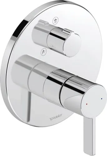 Mitigeur monocommande Duravit D-Neo pour douche encastré, 2 utilisateurs, chromé, pommeau manuel, pommeau de tête, 22,5 l/min, rosace ronde, Ø 170 mm