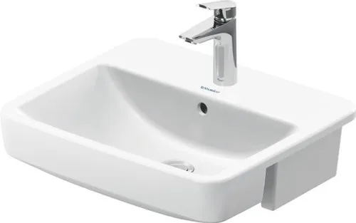 Duravit No.1 Lavabo encastré à moitié 460x550x170mm, blanc brillant, 1 trou, avec trop-plein, fixation pour consoles en bois