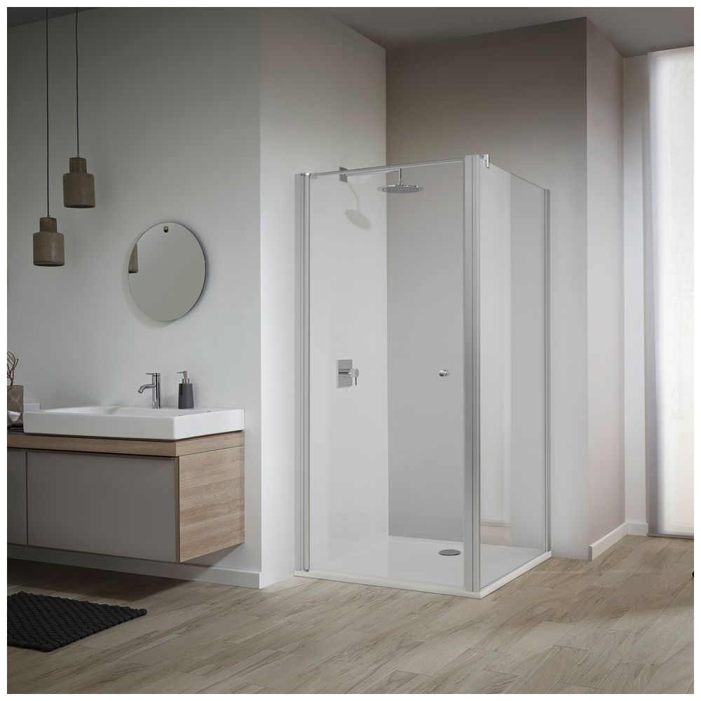 Paroi de douche TwiggyPlus WBO 75 735-755x2000 argent mat ESG transparent avec GlasPlus KORALLE