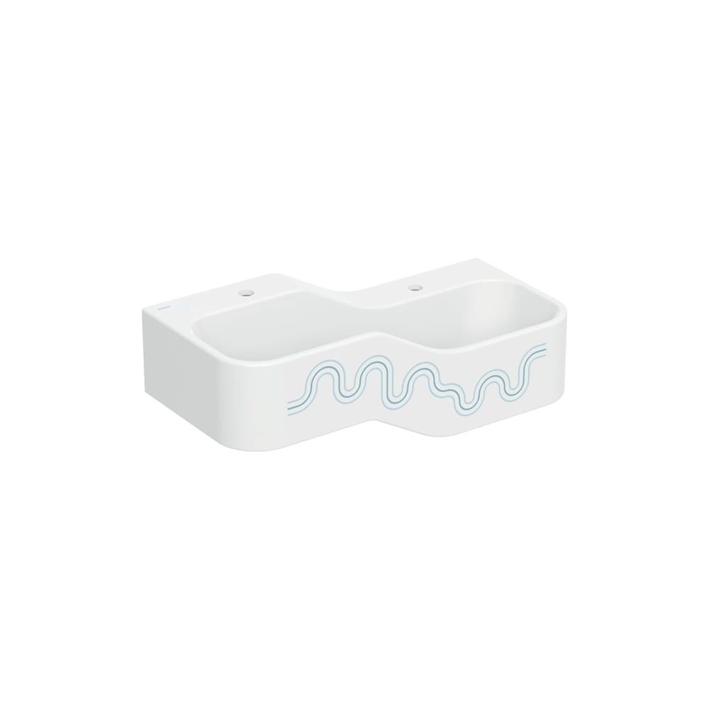 Geberit Bambini Paysage de jeu/lavage, 2 postes de lavage, bassin profond à droite L 90 cm, trou de robinet gauche/droite, Océan bleu