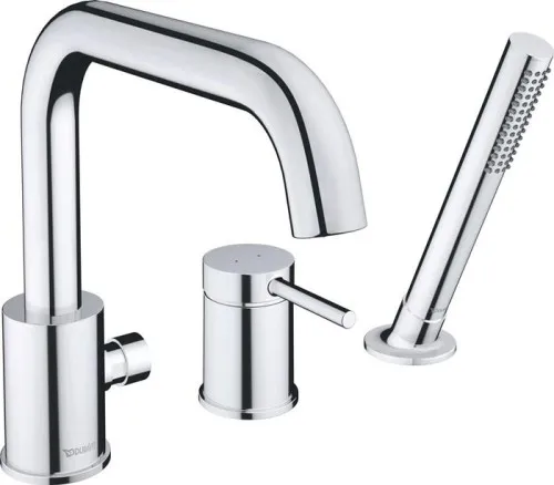 Duravit Circle Robinetterie de baignoire 3 trous, système de mélange céramique, chromé HG, débit 25 l/min à 3 bar, filetage 1/2", plage de pression 1-5 bar