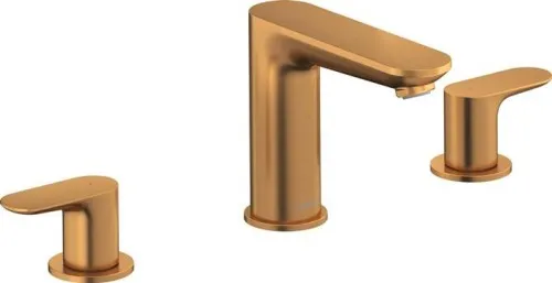 Duravit Mitigeur de lavabo Wave 3 trous système céramique, sans tige de traction, bronze brossé, portée 129 mm, 4,5 l/min à 3 bars