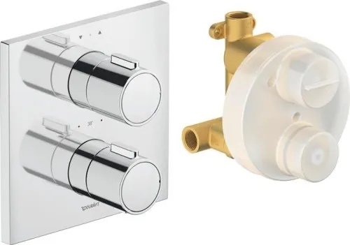 Duravit Robinetterie thermostatique Thermostat encastré Set, 2 utilisateurs, chromé, 24 l/min, rosace carrée, 170x170 mm