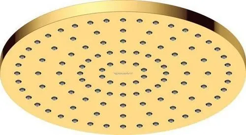 Pommeau de douche de tête Duravit, or poli, plastique, MinusFlow, rond, diamètre 250 mm, 9 l/min, Rain, montage plafond/mur