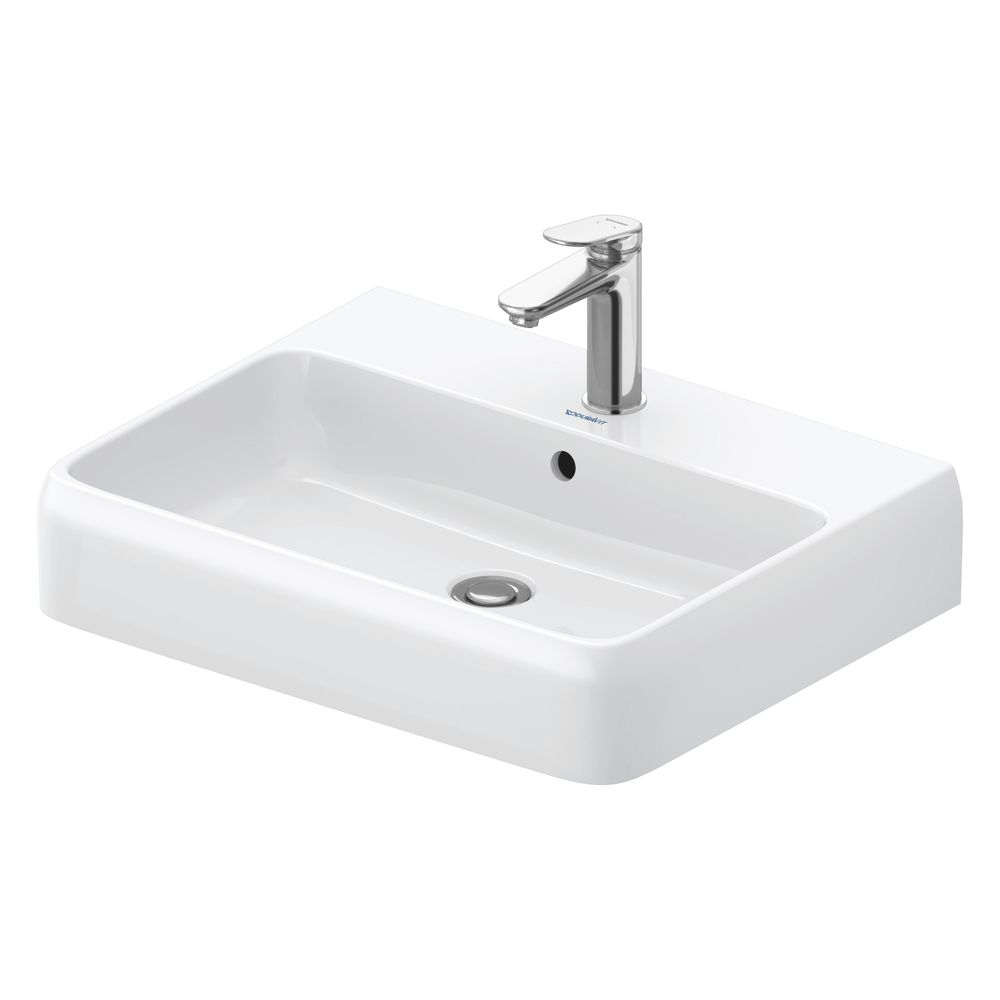 Duravit Qatego Lavabo 470x600x150mm mural, blanc brillant, rectangulaire, 1 trou de robinetterie centré, 1 trou de trop-plein centré, avec trop-plein