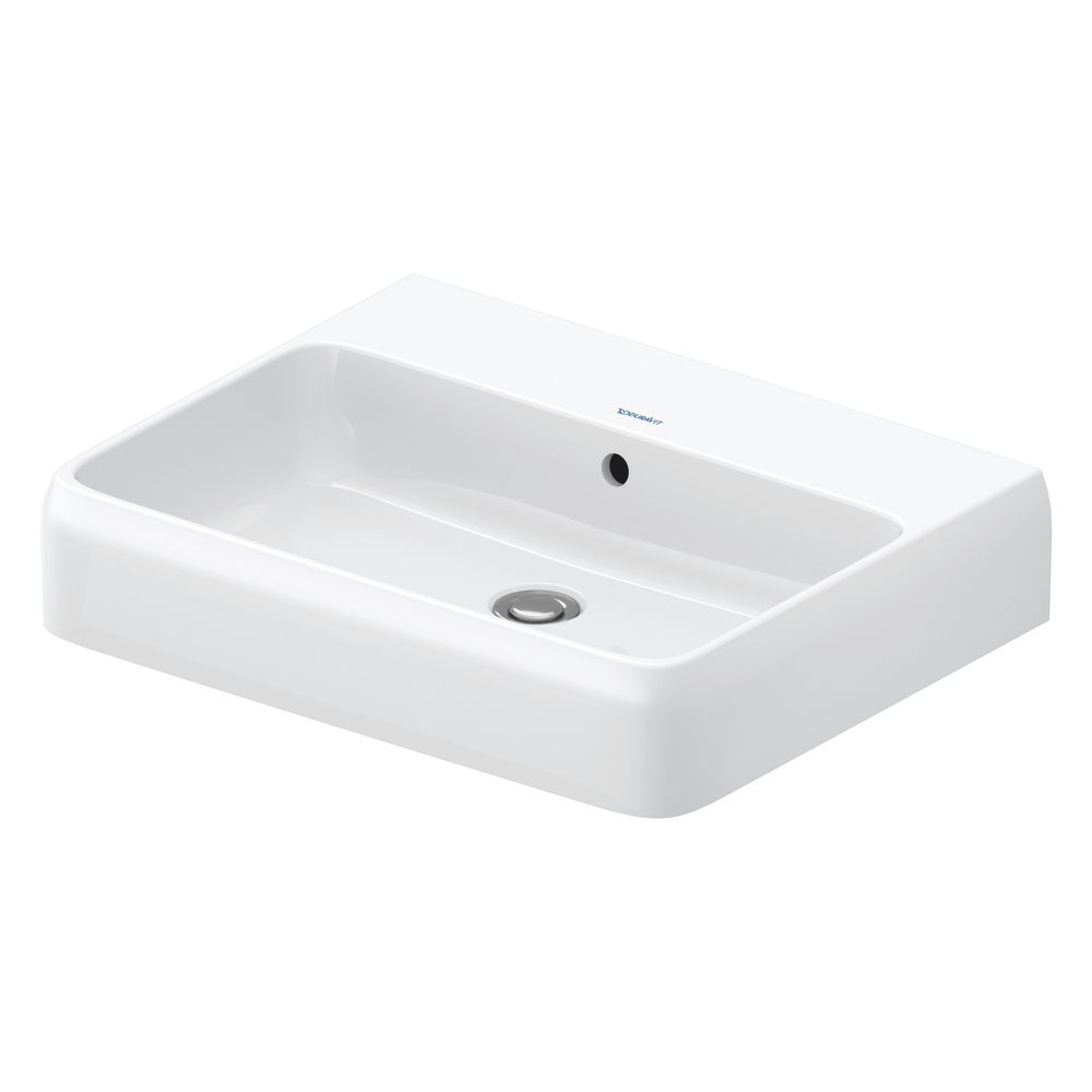 Duravit Qatego Lavabo 470x600x150mm mural, blanc brillant, rectangulaire, 1 emplacement de lavage centré, avec trop-plein, face inférieure poncée