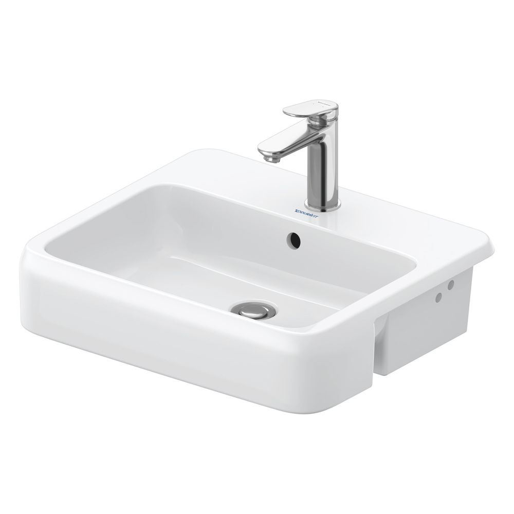 Duravit Qatego vasque semi-encastrée 470x550x150mm, blanc brillant, avec trou de robinetterie 1 trou, avec trop-plein, fixation pour consoles en bois