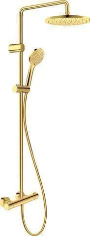 Système de douche Duravit Shower Systems, chromé poli or, thermostatique, pommeau de plafond 250 mm, 9 l/min, réglable en hauteur, 1124 mm