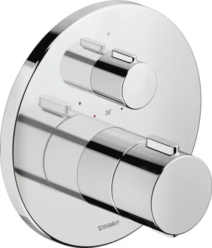 Robinetterie thermostatique Duravit, encastrée, 1 utilisateur, chromée 20, 5 l/min, rosace ronde, rosace 170 mm