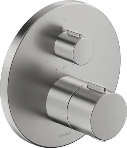 Duravit Robinetterie thermostatique encastrée Thermostat, 1 sortie, acier brossé 20, 5 l/min, rosace ronde, rosace 170 mm