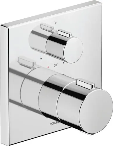 Duravit Robinetterie thermostatique Duravit Thermostat à encastrer, 1 consommateur, Chromé 20, 5l/min, rosace carrée, 150x150mm