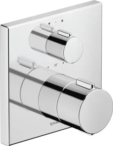 Robinetterie thermostatique Duravit, mitigeur thermostatique encastré, 2 utilisateurs, chromé, 20,5 l/min, rosace carrée, 150x150 mm