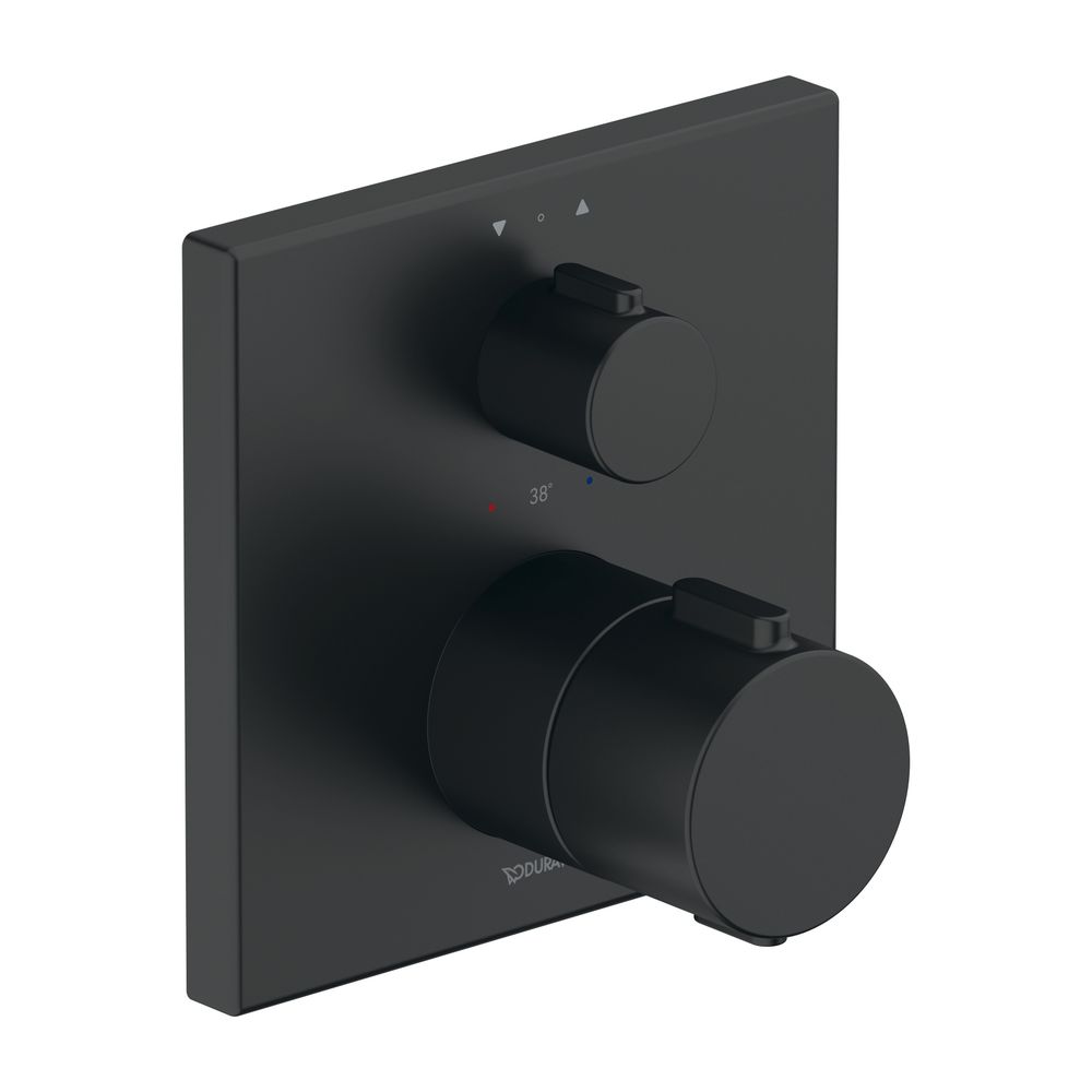 Duravit Robinetterie thermostatique encastrée, 2 sorties, noir mat, 20, 5 l/min, rosace carrée, 150x150 mm