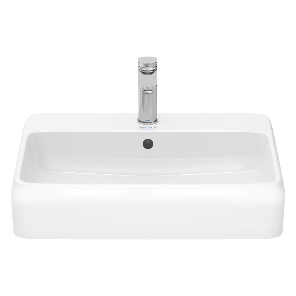 Duravit Qatego vasque sur colonne 600mm, blanc brillant, avec trou de robinetterie/débordement, paroi arrière vitrifiée