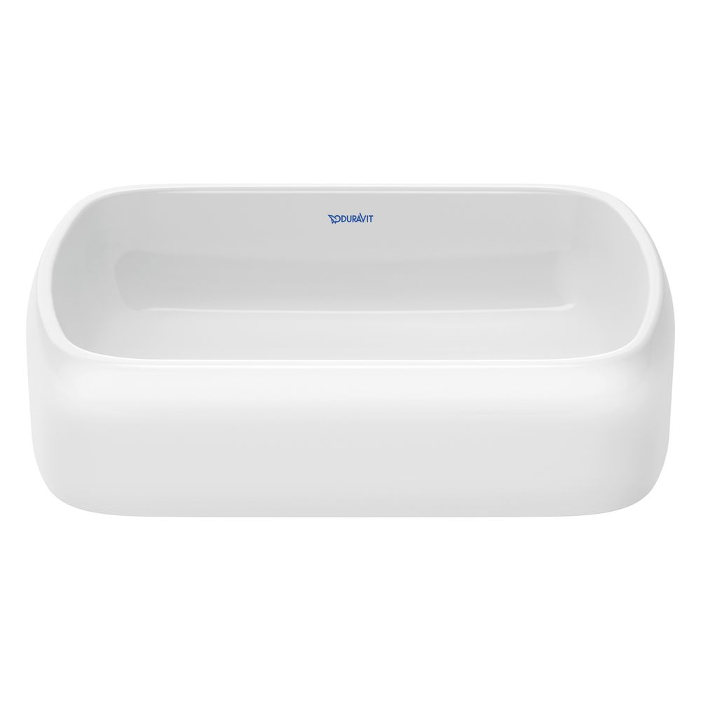 Duravit Qatego vasque sur colonne 500mm, blanc brillant, sans débordement ni trou de robinetterie, paroi arrière vitrifiée