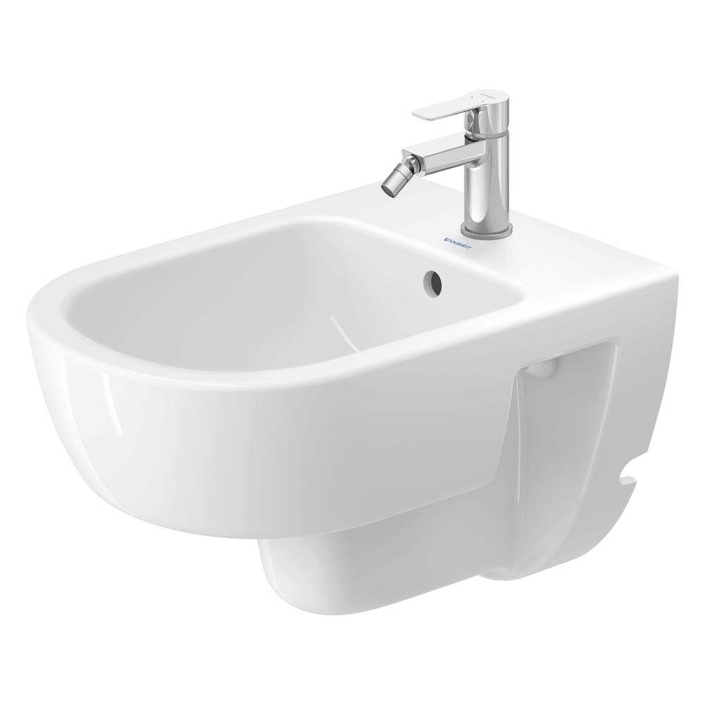 Bidé mural Duravit D-Code 540x370x340 mm blanc brillant 1 trou avec bec verseur/débordement