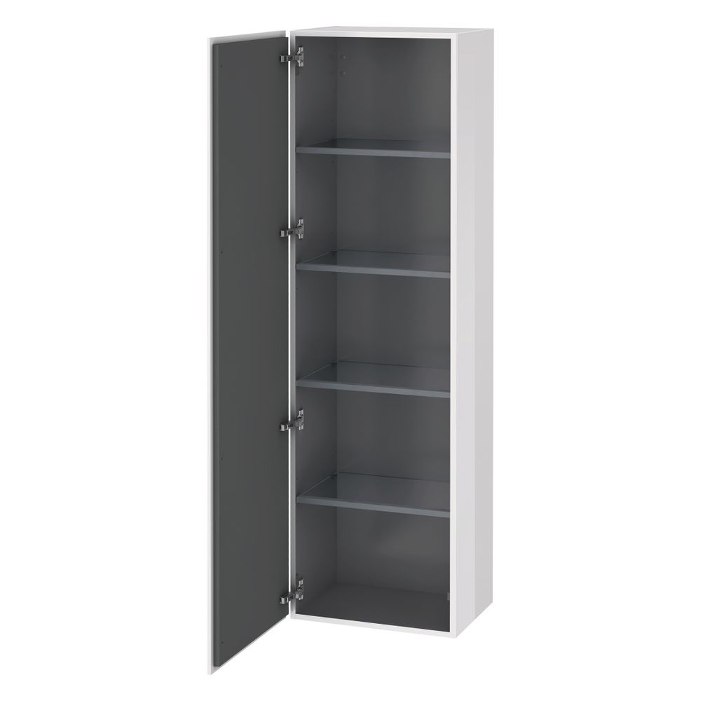 Duravit L-Cube Meuble haut en placage bois massif 363x500x1760mm chêne marbré mat, 1 porte L poignées, 4 étagères en verre, 50mm
