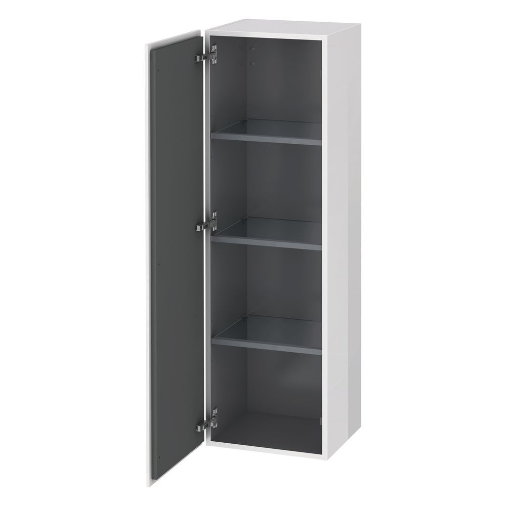 Duravit L-Cube Meuble bas en demi-hauteur en placage bois massif chêne marbré mat, 363x400x1320mm, 1 porte L, 3 étagères en verre avec poignées en aluminium