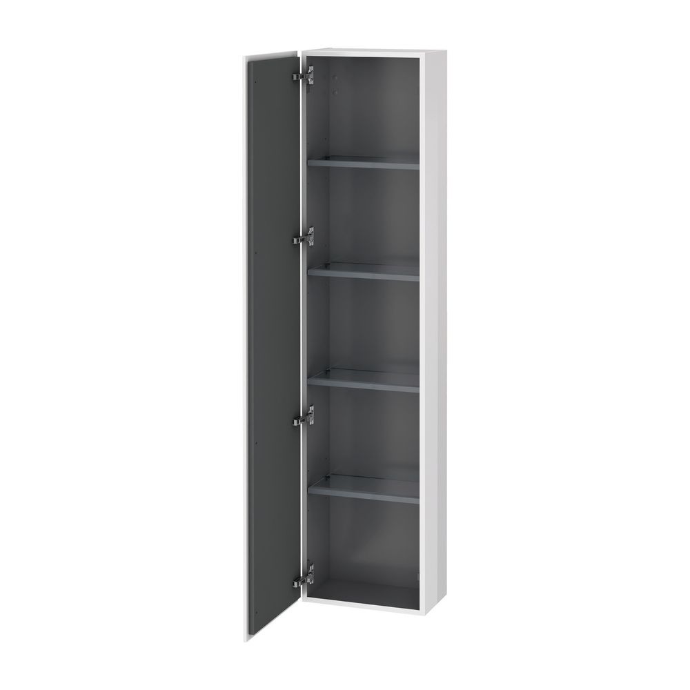 Duravit L-Cube Armoire haute en placage bois massif 243x400x1760mm Chêne marbré mat, 1 porte L poignées, 4 étagères en verre, 50mm