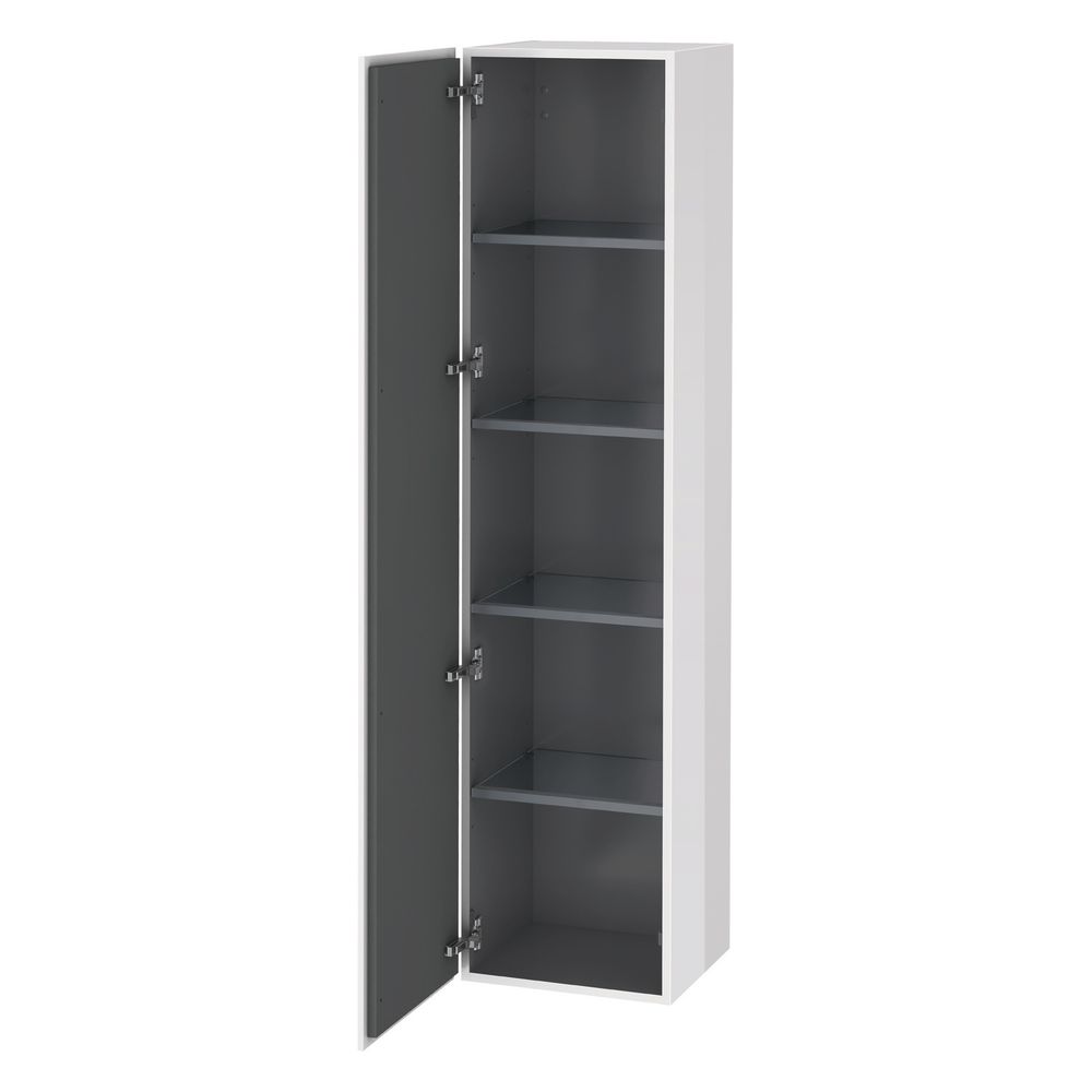 Duravit L-Cube Meuble haut laqué 363x400x1760mm, chêne marbré mat, 1 porte R poignées 4 étagères en verre, 50mm