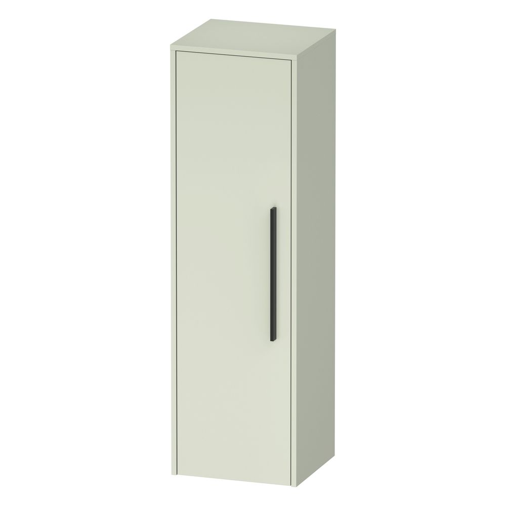 Duravit D-Code Meuble de salle de bain demi-hauteur décoratif 360x400x1320mm Vert pâle mat, 1 porte L 2 étagères en verre, 1 étagère en bois, poignée Noir diamant