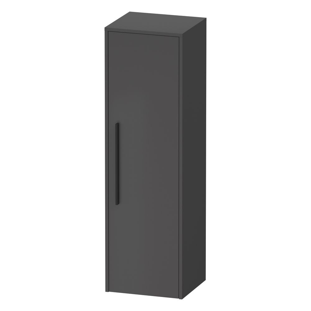 Duravit D-Code Meuble haut décoratif 360x400x1320 mm Graphite Mat, 1 porte R 2 étagères en verre, 1 étagère en bois, poignée Noir Diamant
