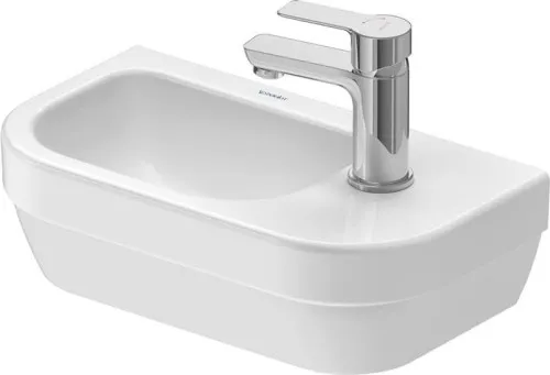 Duravit D-Code lavabo 220x400x140 mm, blanc brillant, rond, 1 espace de lavage, 1 trou de robinetterie central, sans trop-plein