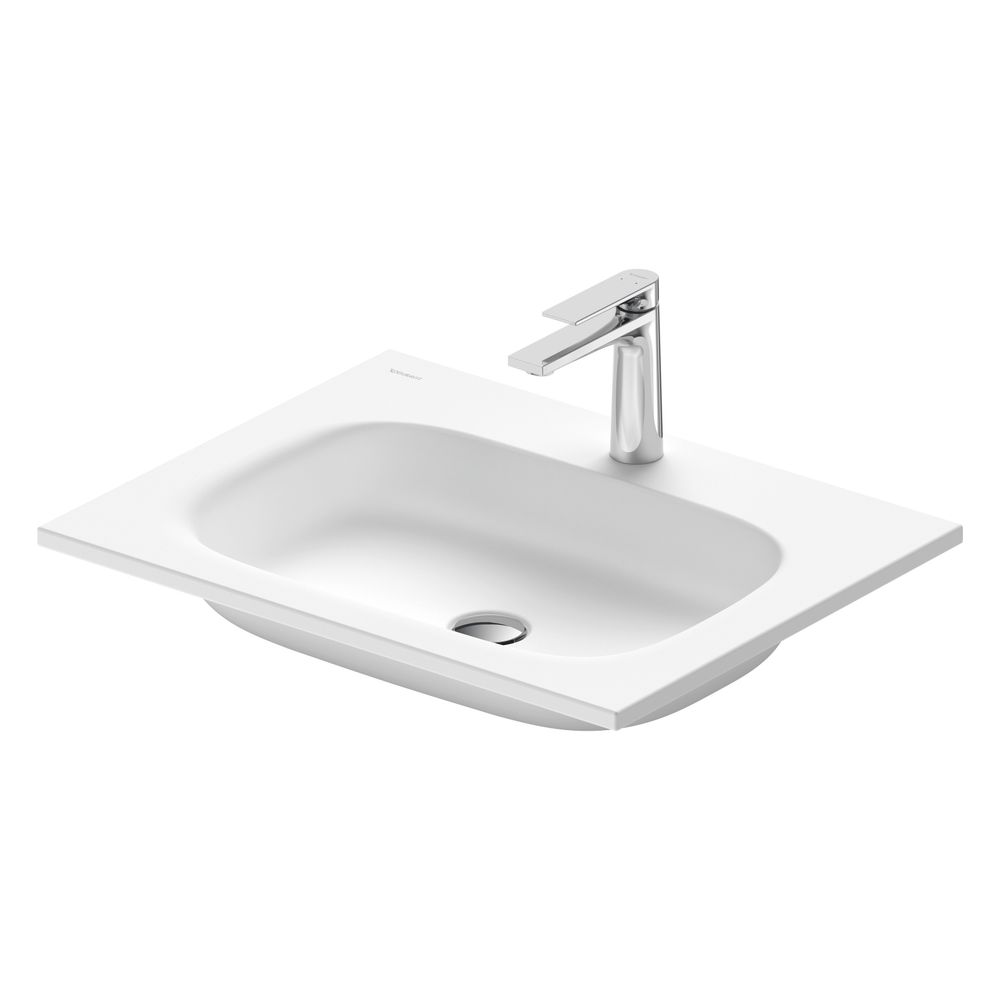 Duravit Sivida plan de toilette 485x620x110 mm blanc soie mat rectangulaire 1 vasque 1 trou milieu sans trop-plein