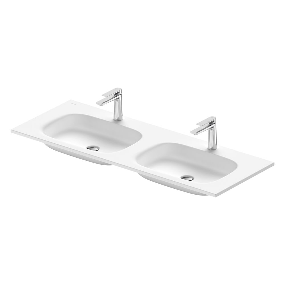 Duravit Sivida plan de toilette 485x1290x110 mm blanc soie mat rectangulaire 2 vasques 1 trou droit/gauche sans trop-plein