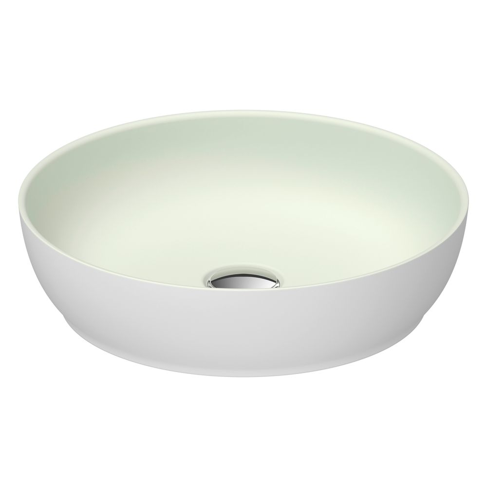 Duravit Sivida vasque à poser 400 mm, vert pâle mat/satiné blanc, DuroCast Plus, ronde, sans trop-plein