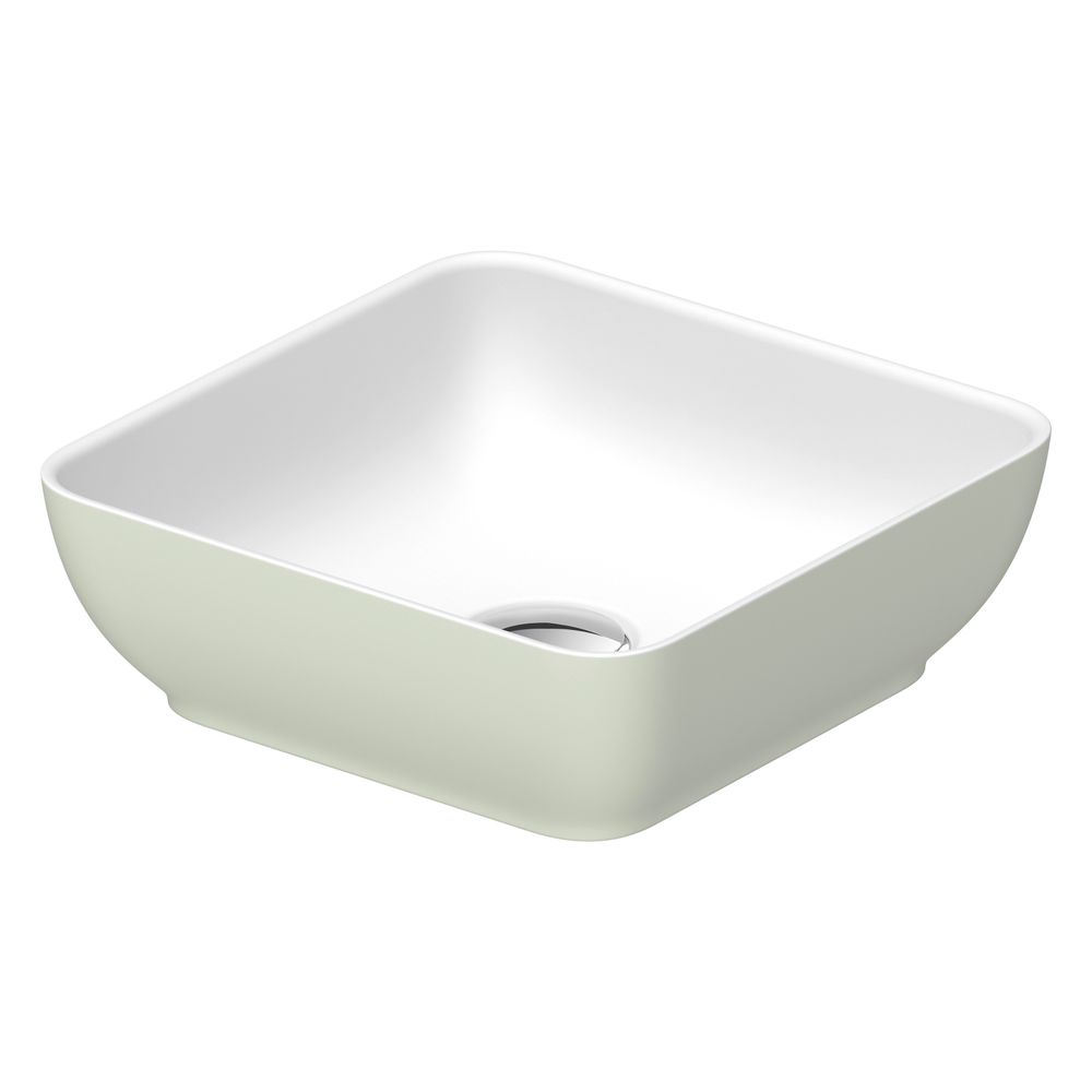 Duravit Sivida vasque à poser 300 mm, blanc satiné/mat vert pâle, DuroCast Plus, angulaire, sans trop-plein et sans trou de robinetterie