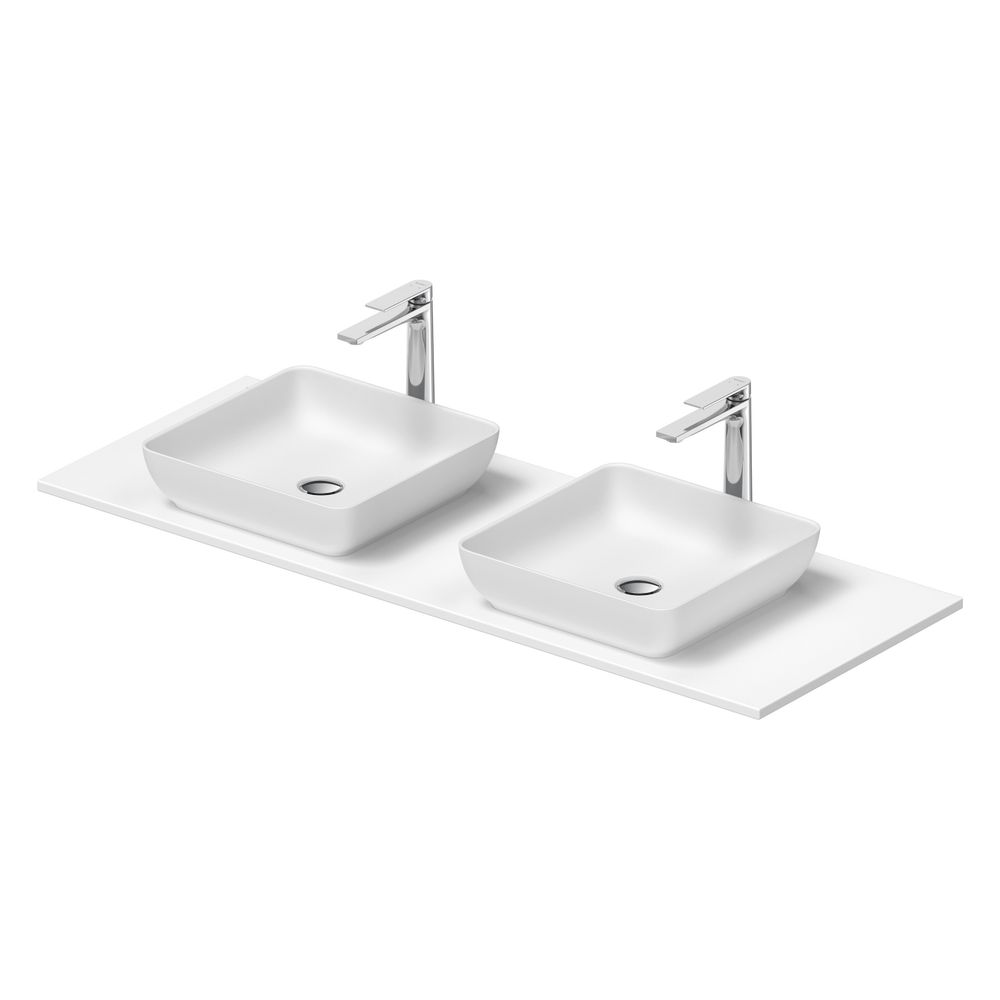 Duravit Sivida vasque sur colonne 500x1350x123mm angulaire 2 cuvettes 2 emplacements de lavage Blanc soyeux mat